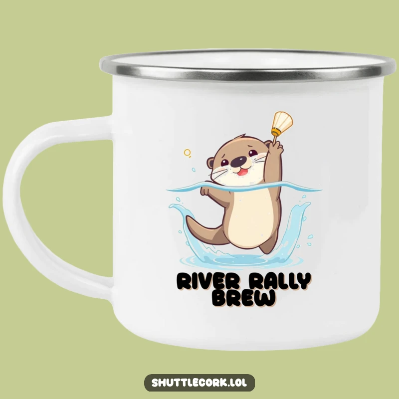 Funny Otter Badminton Campsite Mug - Outdoor Splash Gift