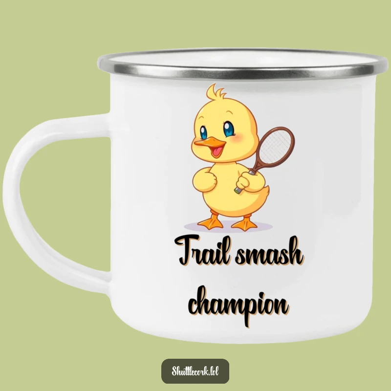 Funny Duckling Racquet Camping Mug: Durable Cheerful Duckling Player, Outdoor Humor, Perfect Funny Gift