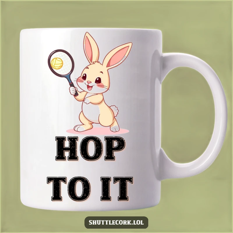 Funny Bunny Tennis Mug - A Bouncy Hop for a Shuttlecock Serve!