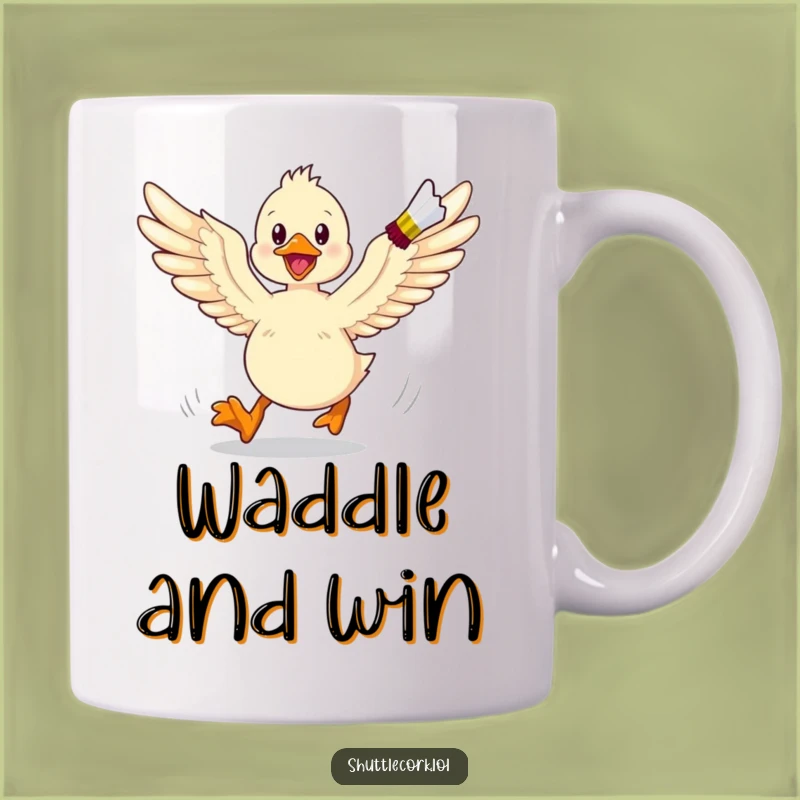 Funny Duckling Badminton Chase Mug - Energetic Bird Sports Gift