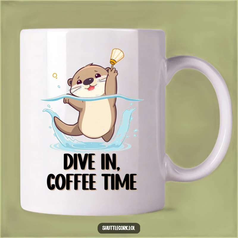 Funny Otter Badminton Splash Mug - Playful Water Sports Gift