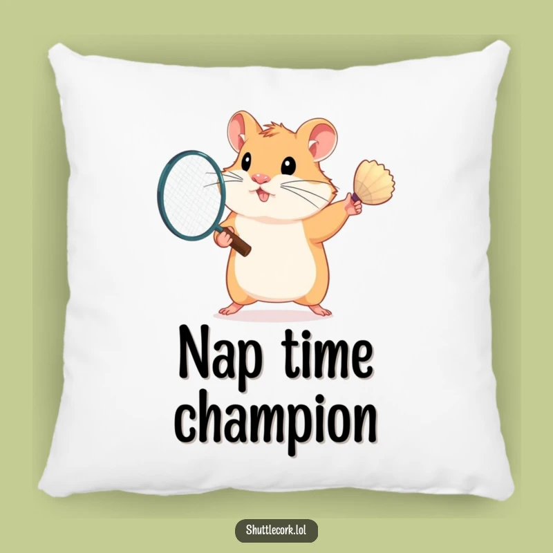 Funny Hamster Badminton Champion Pillow - Cozy Comfort Gift