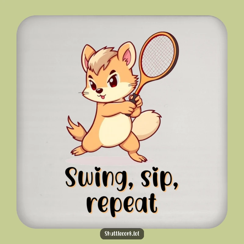 Funny Fluffy Tail Racket Coasters: Protect Surfaces with Speed, Set of Funny Gifts