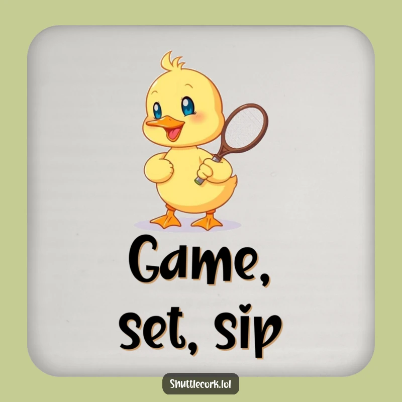 Funny Duckling Racquet Coaster: Protect Surfaces Cheerful Duckling Player, Decorative & Funny Gift