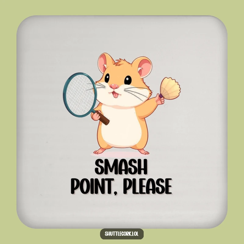 Funny Hamster Badminton Game Coaster - Protect Surfaces Gift