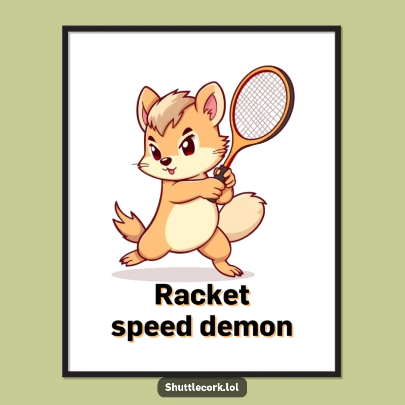 Funny Fluffy Tail Racket Poster: Decorate with Swift Action, Unique Funny Gift