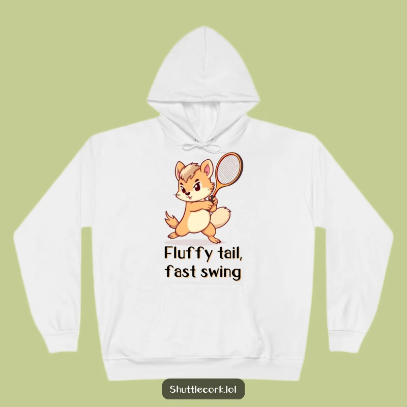 Cozy Funny Fluffy Tail Racket Hoodie: Warm Up Your Game, Great Funny Gift