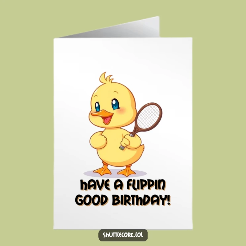 Free Printable Birthday Card: Duckling Badminton Smash Downloadable, Energetic Celebration Gift!