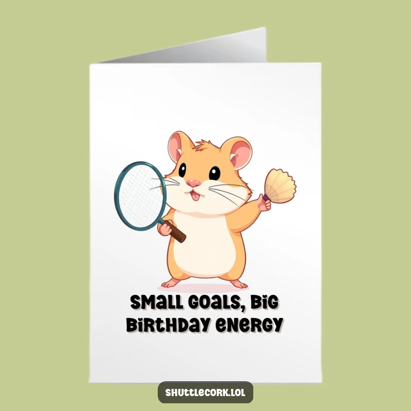 Free Printable Birthday Card: Funny Hamster Swings Racket for a Hilarious DIY Gift