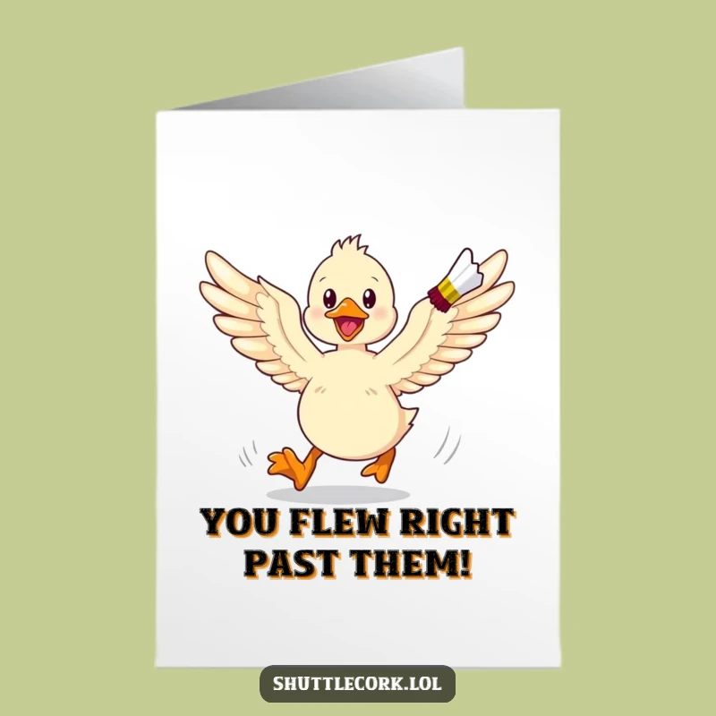 Free Printable Congratulations Card: Duckling's Winning Dash - Downloadable Funny Gift