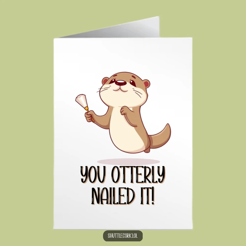 Free Printable Congrats Card: Hilarious Otter Badminton Champion, Downloadable Gift for Winners
