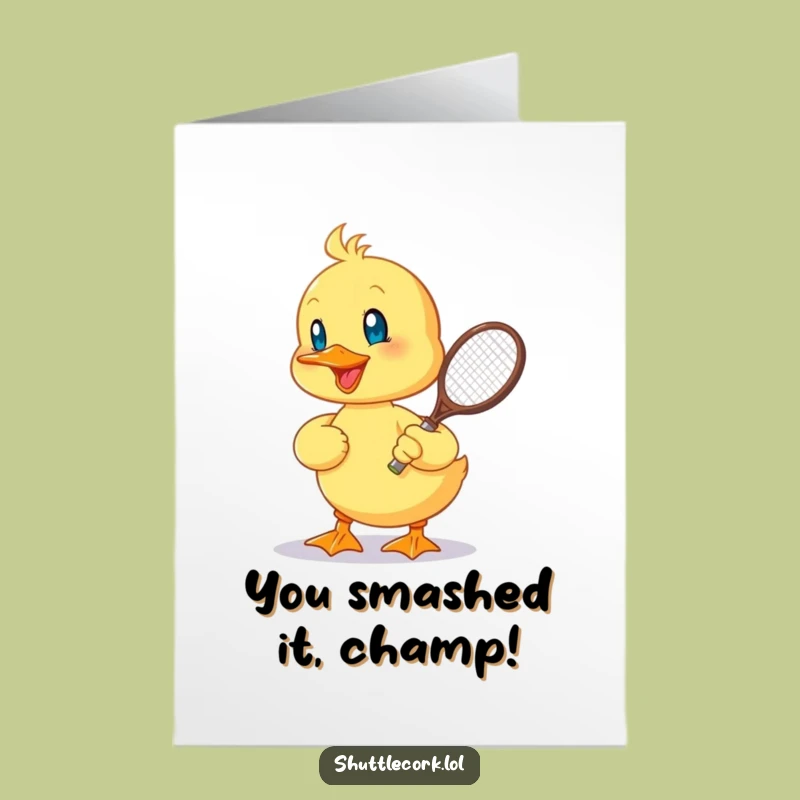Free Printable Congrats Card: Duckling Badminton Smash Downloadable, Game Set Match DIY!