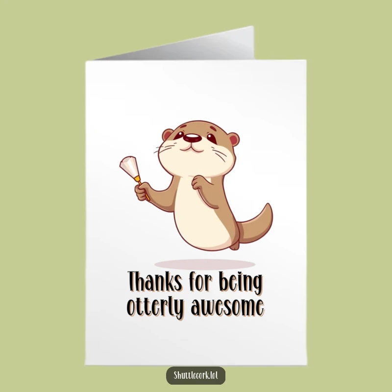 Free Printable Thank You Card: Goofy Otter Badminton Player, Downloadable Appreciation Gift