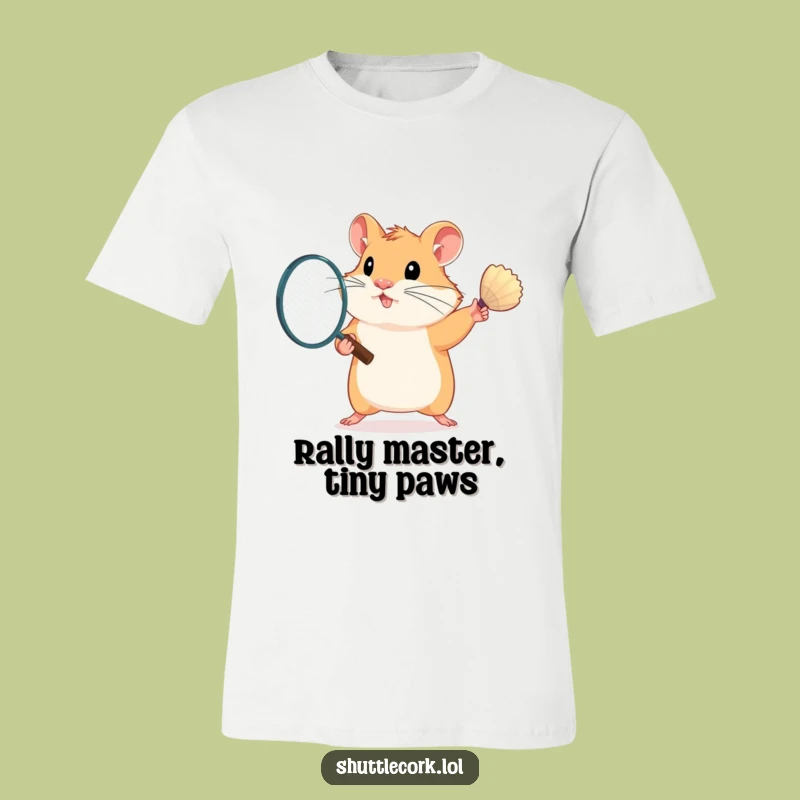 Funny Badminton Hamster T-Shirt - Determined Pet Athlete Tee Gift
