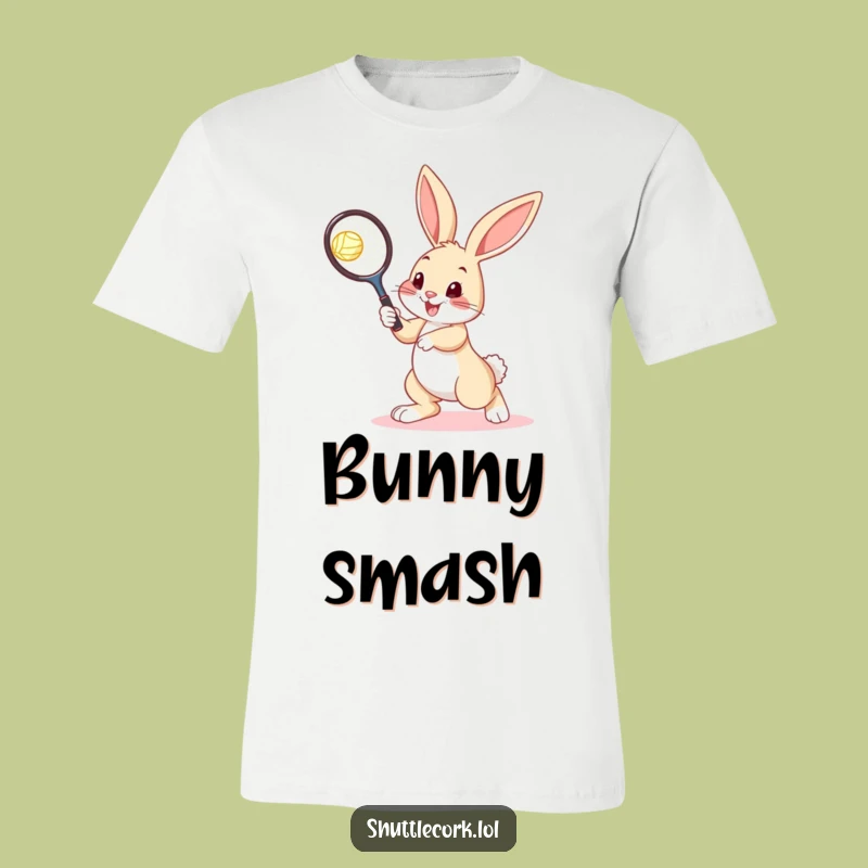 Funny Bunny Tennis T-Shirt - Aim High with a Shuttlecock!