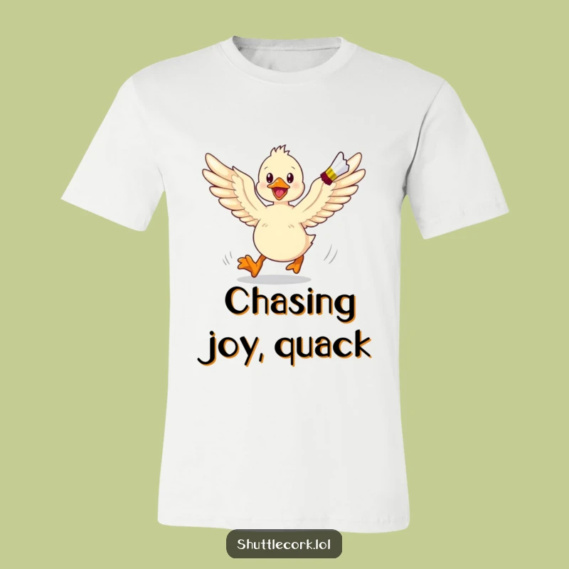 Funny Energetic Duckling Badminton T-Shirt - Winged Athlete Tee Gift